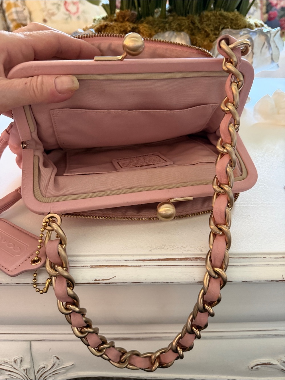 Coach Blush Pink Kiss-Lock Chain Shoulder Mini Bag - Picture 6 of 6